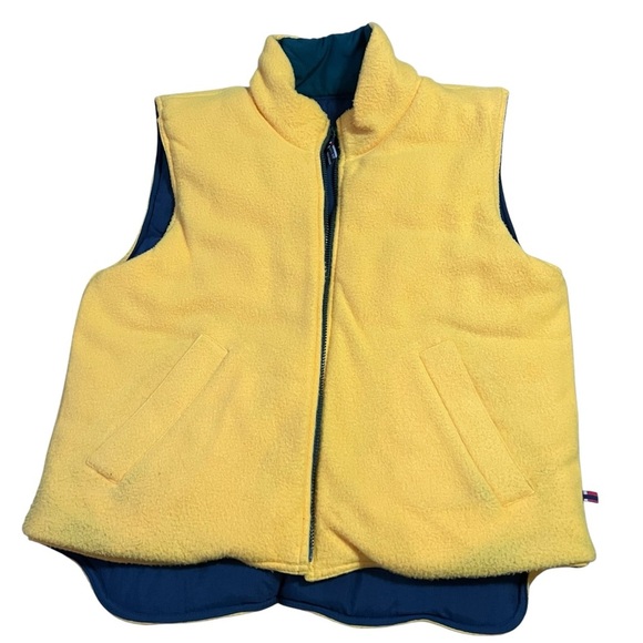 Bugle Boy 90s Reversible Puffer Vest M Yellow Fleece Nylon Retro - Picture 5 of 7